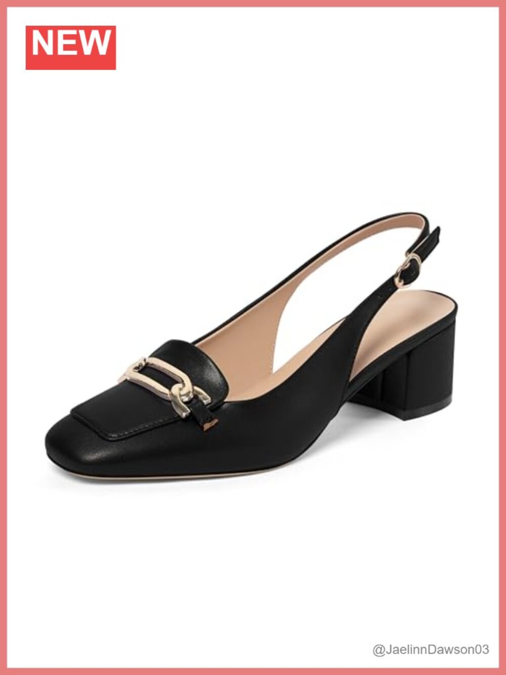 Women Square Toe Slingback Low Block Heel Slip On Pumps